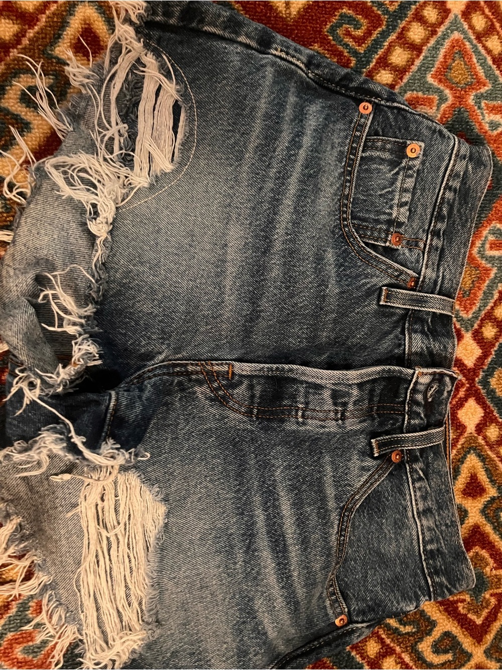 Women's Distressed Dark Blue Denim Jean Shorts